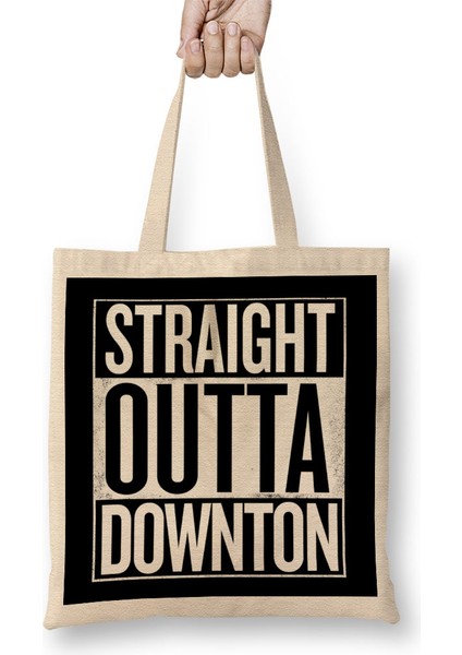 Straight Outta Downton Abbey White Bez Çanta Uzun Saplı