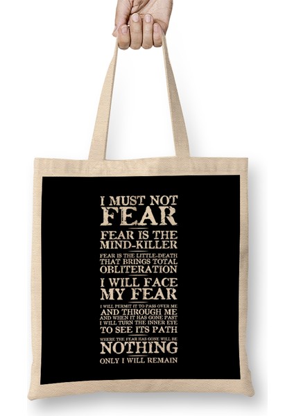 Dune Fear Quotes Bez Çanta Uzun Saplı