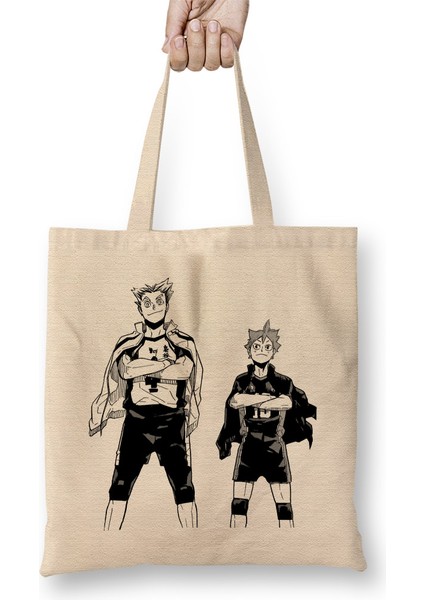 Bokuto And Hinata Haikyuu Manga Cap Bez Çanta Uzun Saplı