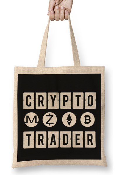 Cryptocurrency Crypto Trader Bitcoin Blockchain Bez Çanta Uzun Saplı