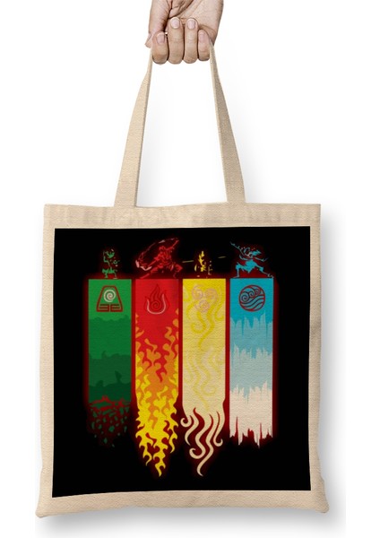 Element Symbols Avatar The Last Airbender Bez Çanta Uzun Saplı