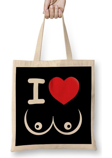 I Love Boobs Boobies Bez Çanta Uzun Saplı