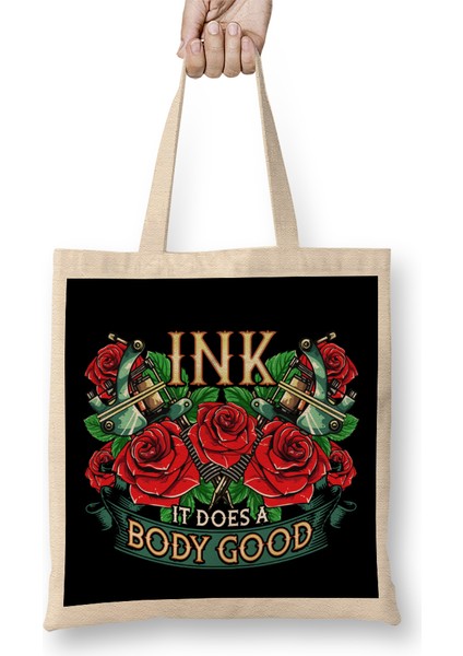 Funny Ink It Does A Body Good Tattoo Artist Pun Bez Çanta Uzun Saplı