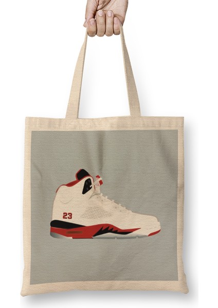 Air Jordan Sneaker Jordan 5 Fire Red Bez Çanta Uzun Saplı