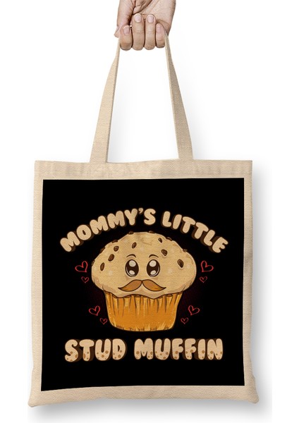 Adorable Mommy's Little Stud Muffin Young Son Pun Bez Çanta Uzun Saplı