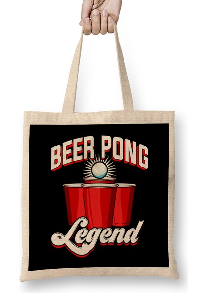 Beer Pong Legend Funny Beirut Beerpong College Bez Çanta Uzun Saplı