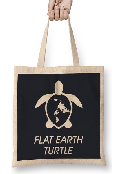 Flat Earth Turtle Bez Çanta Uzun Saplı
