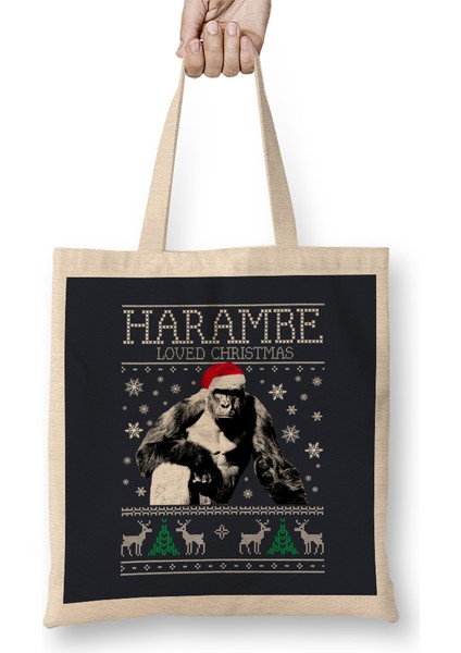 Harambe Loved Christmas Knit Bez Çanta Uzun Saplı