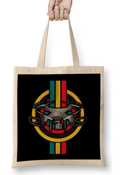 Retro Drone Pilot Quadcopter Flying Vintage Pilot Bez Çanta Uzun Saplı