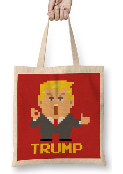 Trump Simplified Pixel President Bez Çanta Uzun Saplı