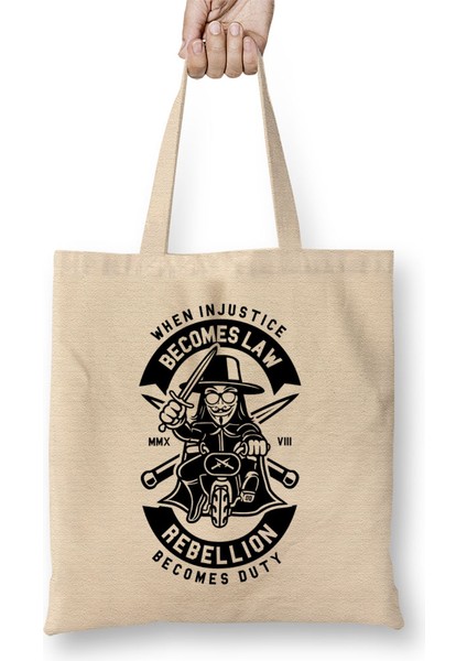 V For Vendetta Crest Bez Çanta Uzun Saplı