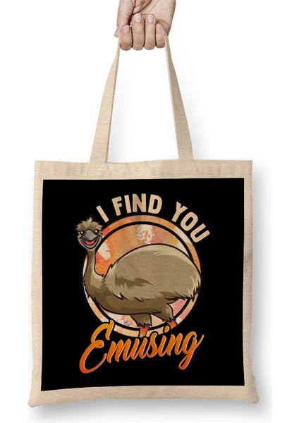 Cute & Funny I Find You Emusing Amusing Emu Pun Bez Çanta Uzun Saplı