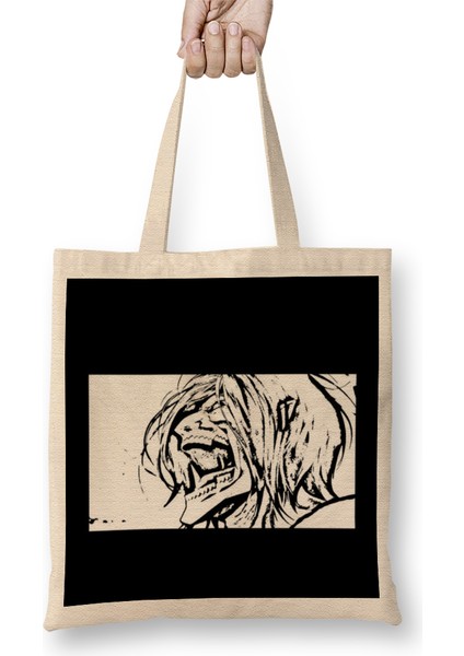 Attack On Titan Eren Titan Double Sided Bez Çanta Uzun Saplı