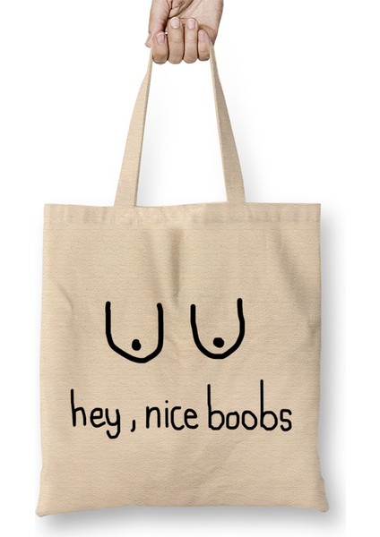 Boobies Hey Nice Boobs Bez Çanta Uzun Saplı