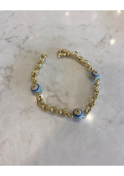 Kadın Gümüş Nazarboncuklu Bileklik