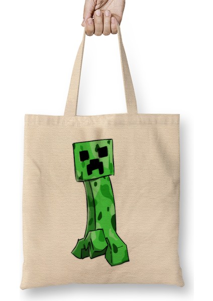 Minecraft Creeper 02 Bez Çanta Uzun Saplı