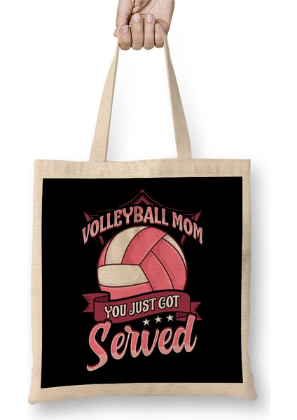 Cute Volleyball Mom You Just Got Served Pun Bez Çanta Uzun Saplı