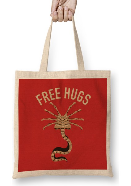 Alien Facehugger Free Hugs Xenomorph Bez Çanta Uzun Saplı