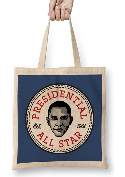 Barack Obama Presidential All Star Converse Logo Bez Çanta Uzun Saplı