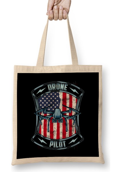 Patriotic Drone Pilot America Usa Droning Bez Çanta Uzun Saplı