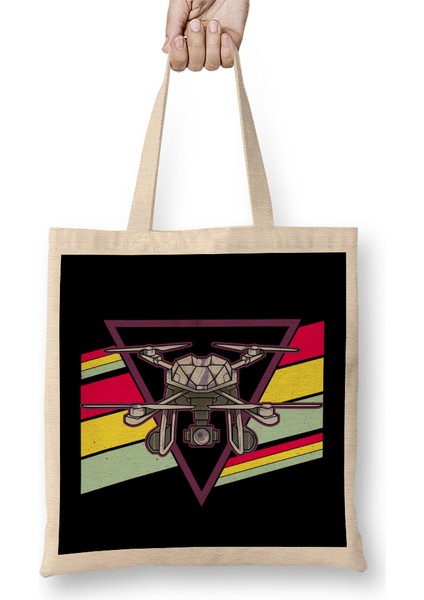 Retro Quadcopter Drone Pilot Vintage Flying Bez Çanta Uzun Saplı