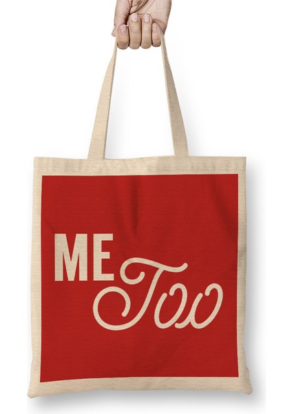 Me Too Caligraphy Text Bez Çanta Uzun Saplı