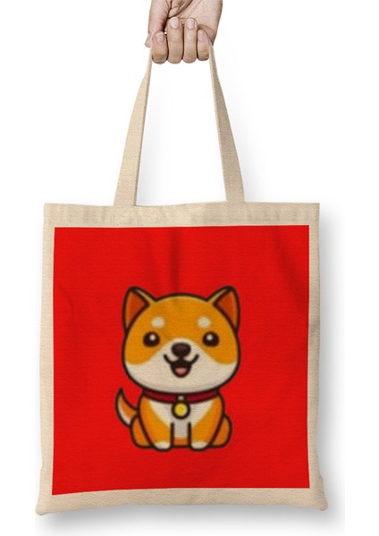 Baby Doge Coin Dogecoın Bez Çanta Uzun Saplı