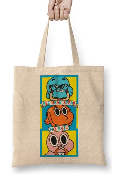 Gumball Darwin Anais No Evil 01 Bez Çanta Uzun Saplı