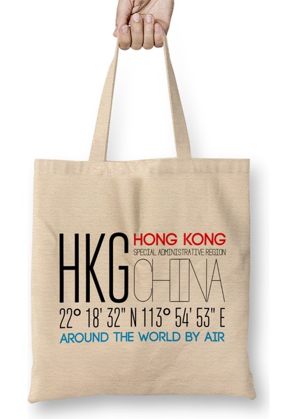 Hong Kong Sar China Text Art Bez Çanta Uzun Saplı