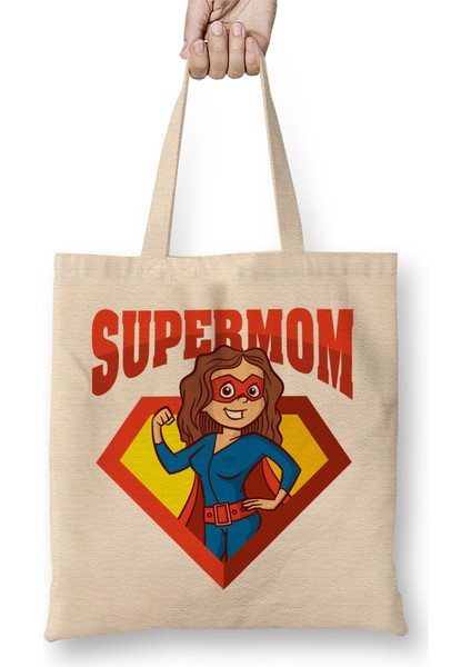 En Çok Satılan Supermom Süperanne Bez Çanta Uzun Saplı