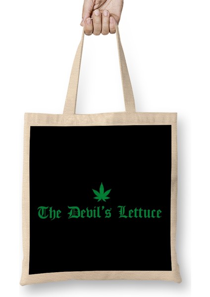 Marijuana The Devil's Lettuce Green Bez Çanta Uzun Saplı