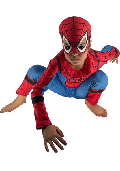 Erkek Çocuk Maskeli Dijital Baskılı Spiderman Örümcek Adam Kostümü