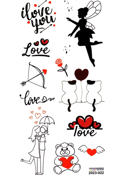 Tattoo Geçici Dövme Vücut Dövmesi 9 x 19 cm (Renki 022) - Love Aşk