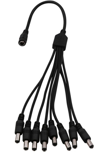 8'li Dc Adaptör Çoklayıcı Kablo 5.5*2.1mm - 1 Dişi 8 Erkek - Şerit LED Cctv Power Jack - 40CM