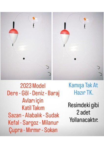 2023 Model Dere - Göl - Deniz - Avları Için Şamandıralı Hazır Takım 2 Adet