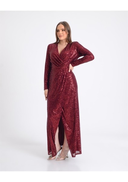 Bordo Payet Kruvaze Uzun Abiye fiyatları