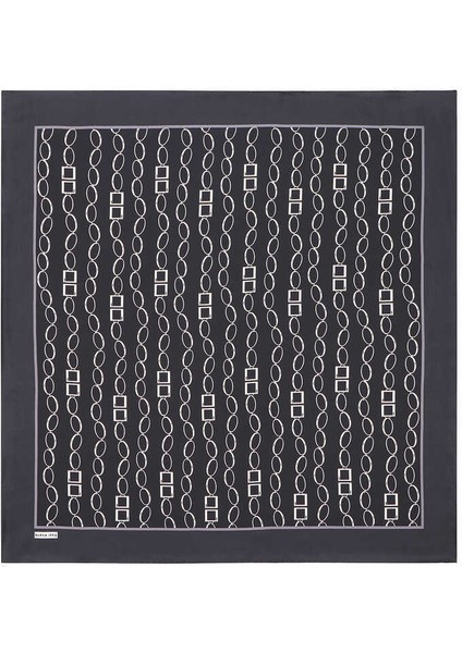 Antrasit Zincir Desen Twill İpek Eşarp