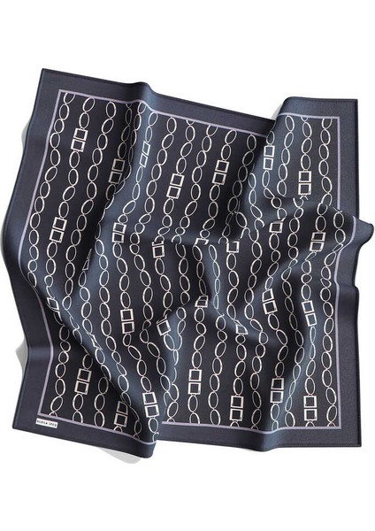 Antrasit Zincir Desen Twill İpek Eşarp fırsatları