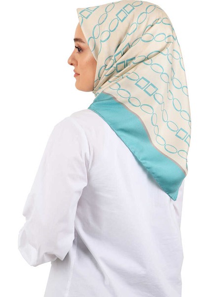 Mint Zincir Desen Twill Ipek Eşarp modelleri