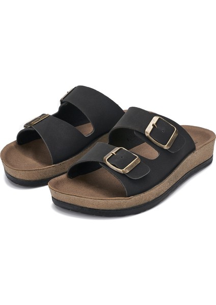 Günlük Kadın - Erkek Çift Tokalı Bantlı Desenli Mantar Taban Terlik 245 - 77734 - 34132 fiyatları