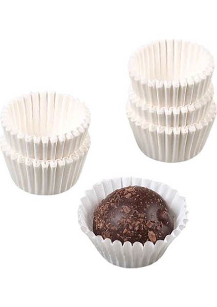 Trend Hediye Sepeti Takribi 200 Adet Küçük Boy Beyaz Çikolata Kağıdı , Truff Brownie Muffin Kek Kalıbı 35x20 Mm