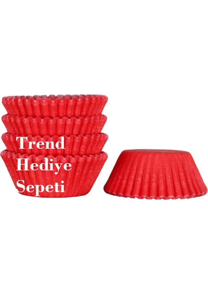 Trend Hediye Sepeti Takribi 200 Adet Küçük Boy Kırmızı Çikolata Kağıdı , Truff Brownie Muffin Kek Kalıbı 35x20 Mm