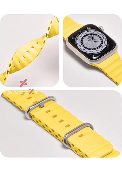 Sneezy Apple Watch 49MM Ultra Seri Uyumlu Seaflex Ocean Silikon Kordon fırsatları