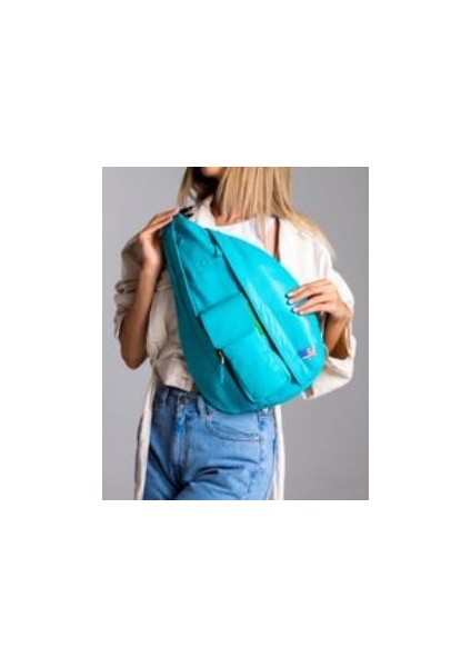 Unisex Çapraz Çanta Hakiki Deri Floater Turkuaz Sling Bag (Rfid Koruma)