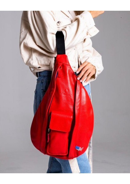 Unisex Çapraz Çanta Hakiki Deri Floater Kırmızı Sling Bag (Rfid Koruma) fiyatları