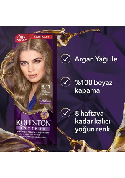 Koleston Intense Saç Boyası 8/11 Ekstra Açık Küllü Kumral - Salon Kalitesi