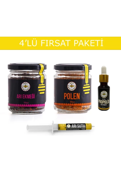 4'lü Full Paket (Arı Ekmeği - Polen - Propolis - Arı Sütü)