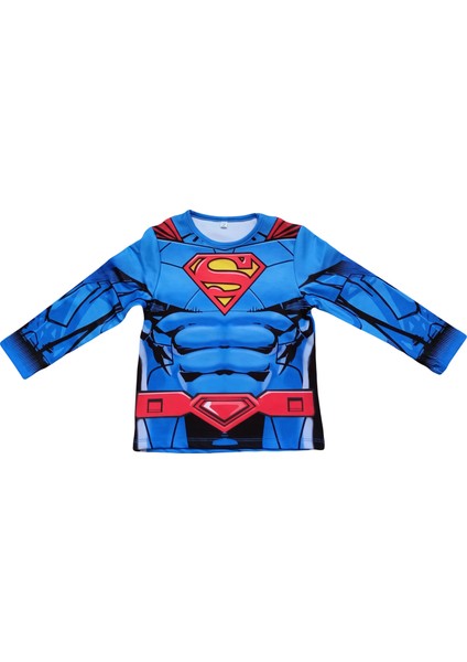 Erkek Çocuk Pelerinli Dijital Baskılı Süpermen/ Superman Kostümü modelleri