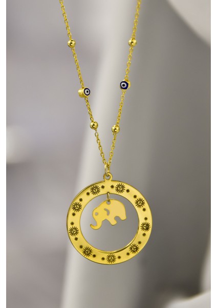 925 Ayar Gümüş Yunan Mitolojisi Helios Çemberli,gücün Tılsımı Fil Sembolü Nazar Mineli Zincir Kolye modelleri