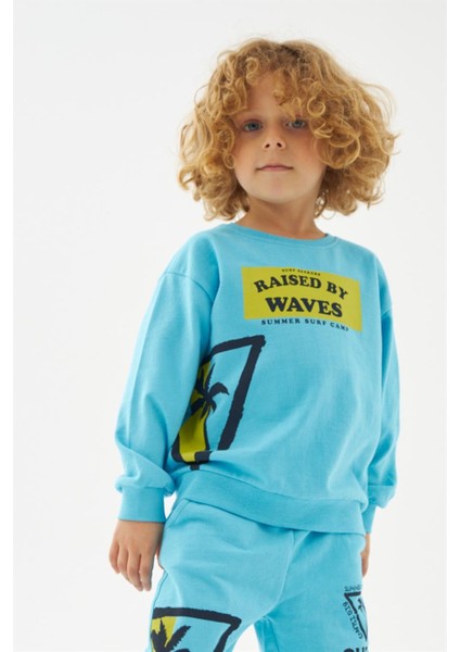 Erkek Çocuk Surf Club %100 Pamuk Sweatshirt 219276 Turkuaz fiyatları